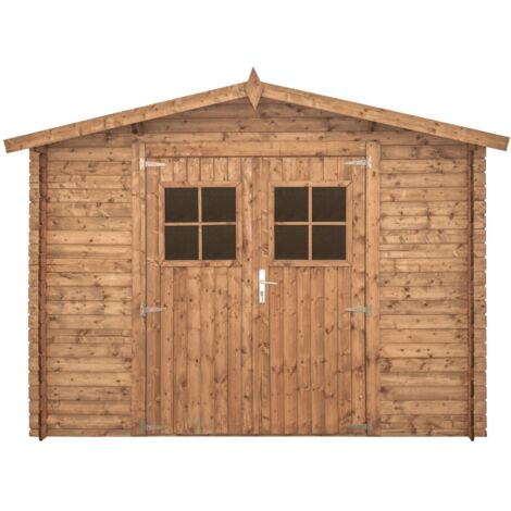 Abri de jardin en bois traité, 298x298, ep 19mm, surface utile 7.62m² INT044