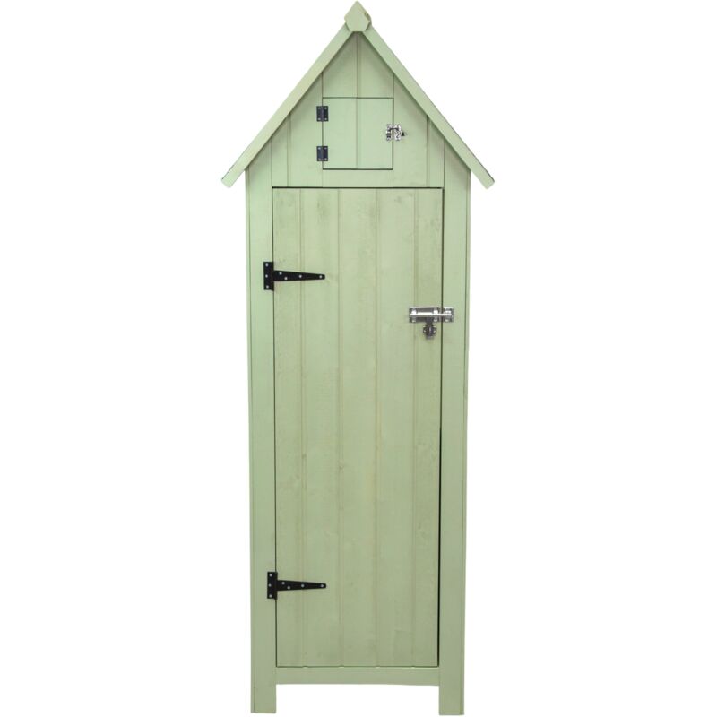 Monster Shop – Abri de jardin en bois vert 178 cm – Toit en asphalte imperméable – Design étroit pour rangement extérieur – Cadenas sécurisé inclus