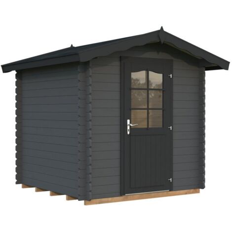 Abri de jardin en bois Vivian 3,8 m2 Peint gris foncé + anthracite