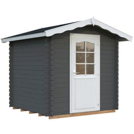 Abri de jardin en bois Vivian 3,8 m2 Peint gris foncé + blanc