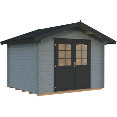 Abri de jardin en bois Vivian 6,9 m2 Peint gris clair + anthracite