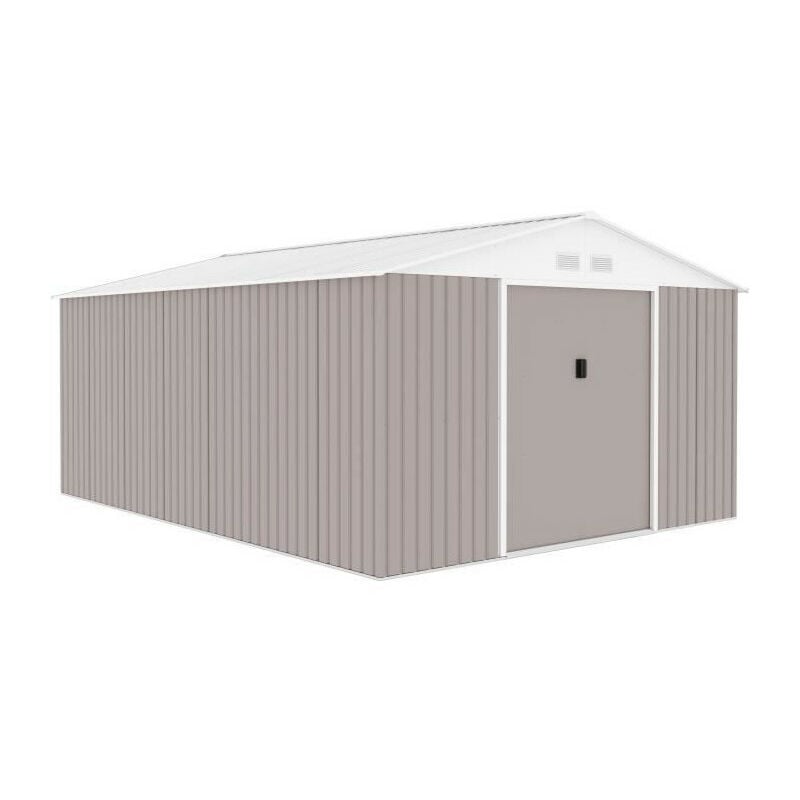 Abri de jardin en métal 15,16 m² - Kit d'ancrage inclus - Taupe