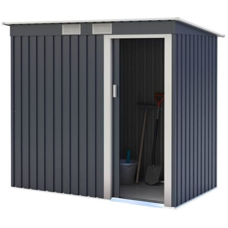 Abri de jardin en métal 2,43m² - 1 porte coulissante - Gris anthracite