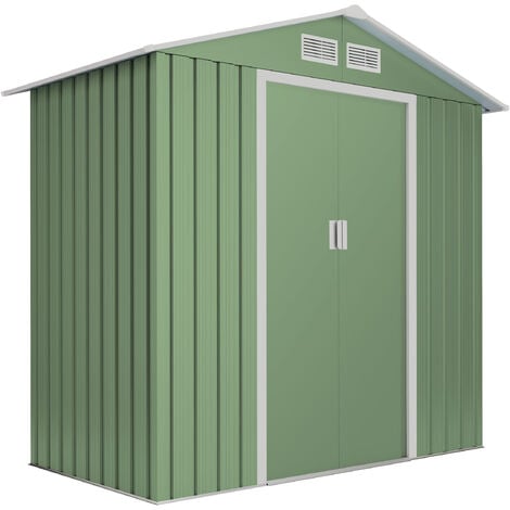 Abri de jardin en métal 2,57 m2 Wasabi Light Green - 196x131x196cm - Garantie 10 ans - Remise exterieur