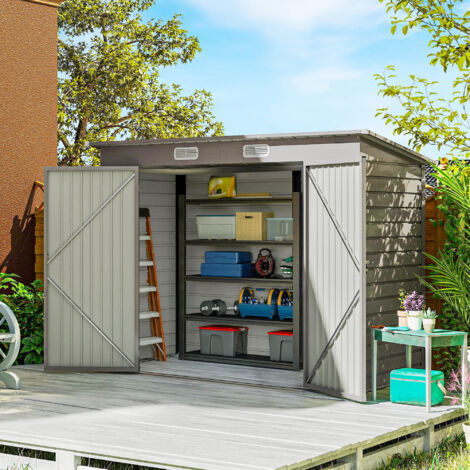 Abri de jardin en métal 3 m² facile à monter. cabane de jardin structure en acier galvanisé améliorée gris clair
