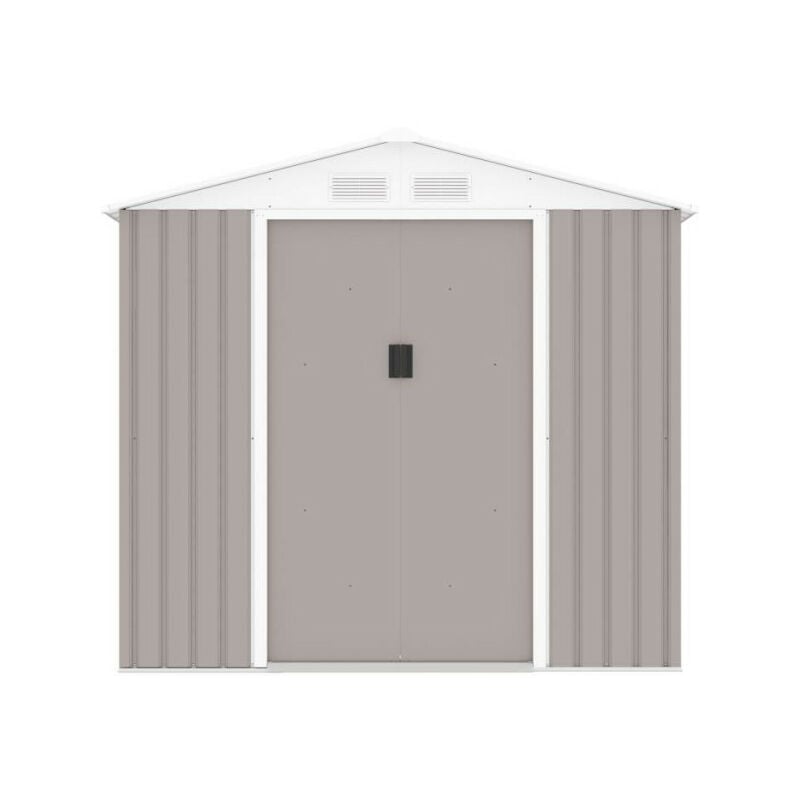 Abri de jardin en métal 4,07 m² - 213 x 191 x 195 cm - mars -Kit d'ancrage inclus, 2 portes coulissantes - Taupe