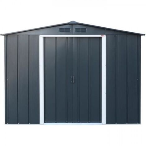 Abri de jardin en métal 4,77 m2 - DURAMAX - Kit d'ancrage inclus - Gris anthracite