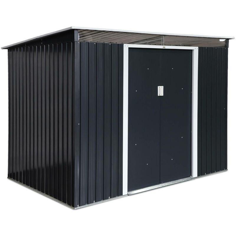 Abri de jardin en métal couleur anthracite 4.85m² avec puits de lumière - audomarois-