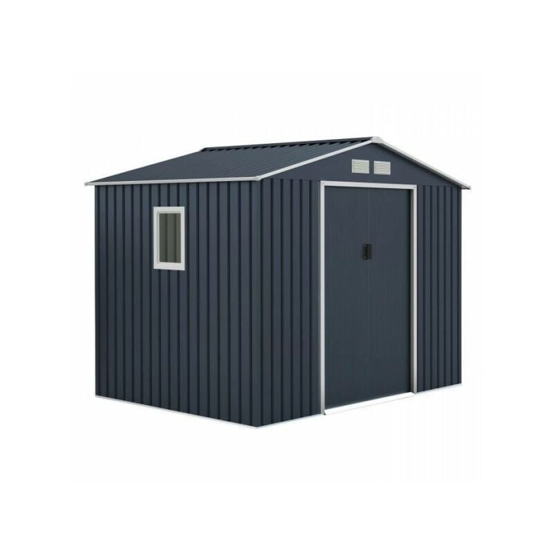 Abri de jardin en métal 5,29 m² - 277 x 191 x 202 cm - venus Kit d'ancrage inclus, 2 portes coulissantes, 1 fenetre latérale