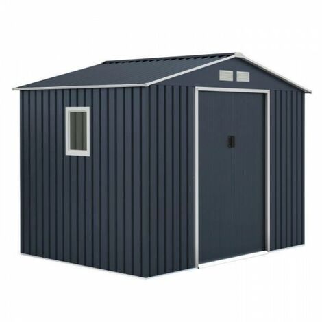 Abri de jardin en métal 	5,29 m² - 277 x 191 x 202 cm - VENUS Kit d'ancrage inclus, 2 portes coulissantes, 1 fenetre latérale