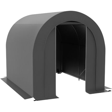 Abri de jardin en métal avec bâche PE, garage pour vélos et rangement extérieur, dimensions 2,4 x 1,8 x 1,9 m, couleur gris foncé