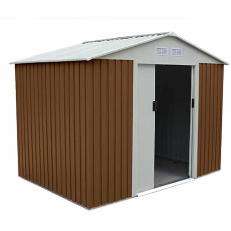 Abri de Jardin en Métal Cambridge - 4,72 m² Ext. 181x261x198 cm Acier Galvanisé Marron