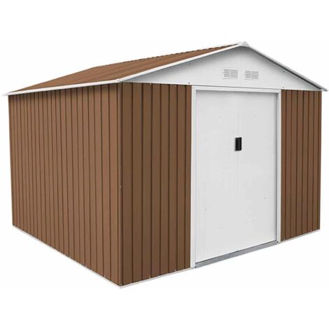 Abri de Jardin en Métal Gardiun Bristol 7,74 m² 241x321x205 cm Ext. Acier Galvanisé Marron