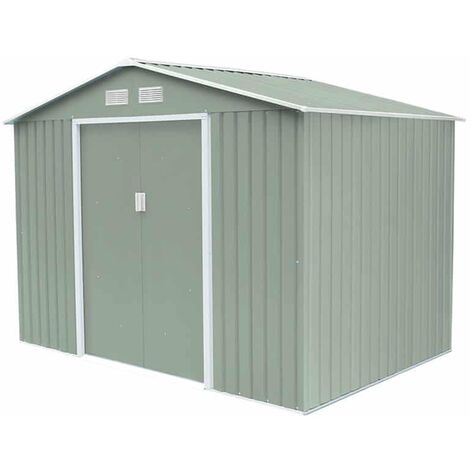 Abri de Jardin en Métal Gardiun Leeds 5,30 m² Extérieur 277x191x202 cm Acier Galvanisé Vert Clair