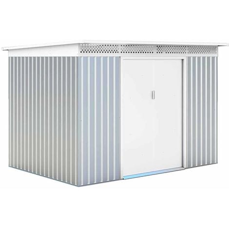 Abri de Jardin en Métal Gardiun London 5,71 m² 206x277x187 cm Ext. Acier Galvanisé Argent/Blanc