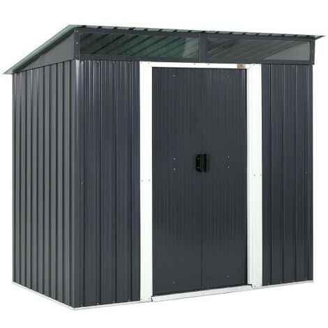 Abri de jardin en métal Gris 196 X 122 cm. Avec fondations incluses
