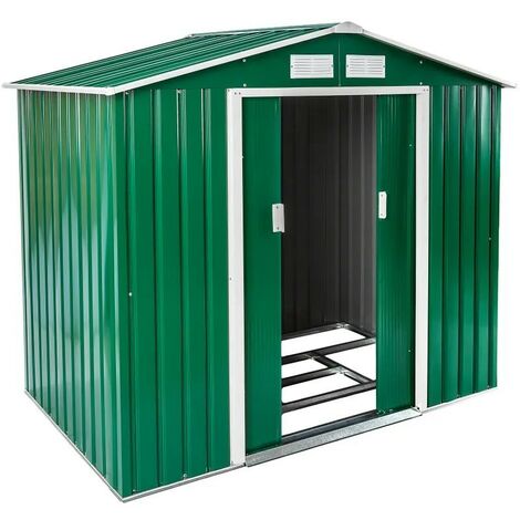 Abri de jardin en métal Vert 214 X 130 X 185 cm. Toit 2 pans