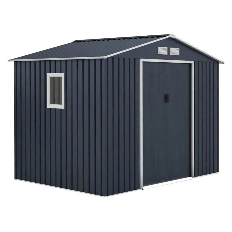 Abri de jardin en métal 5,29 m² - Kit d'ancrage inclus - Gris anthracite