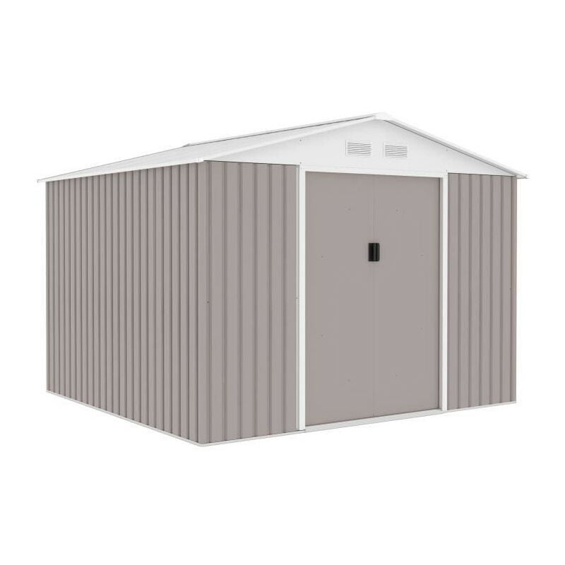 Abri de jardin en métal 7,06 m² - Kit d'ancrage inclus - Taupe