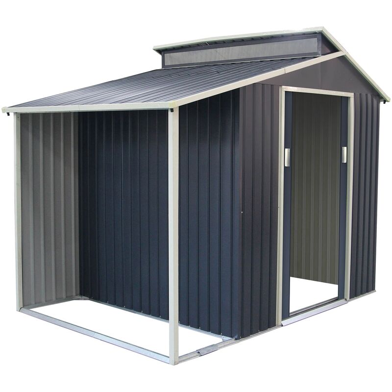 Abri de Jardin en Métal Gardiun Marlow avec Porche Latéral 6,85 m² 193x355x237 cm Ext. Acier Galvanisé Gris