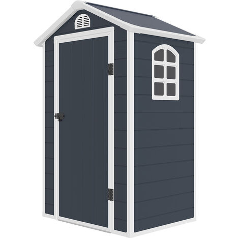 Abri de Jardin en Résine Gardiun New Mara 1,34 m² 134x104x204 cm avec Fenêtre Latérale et Porte 75x173 cm Gris Anthracite