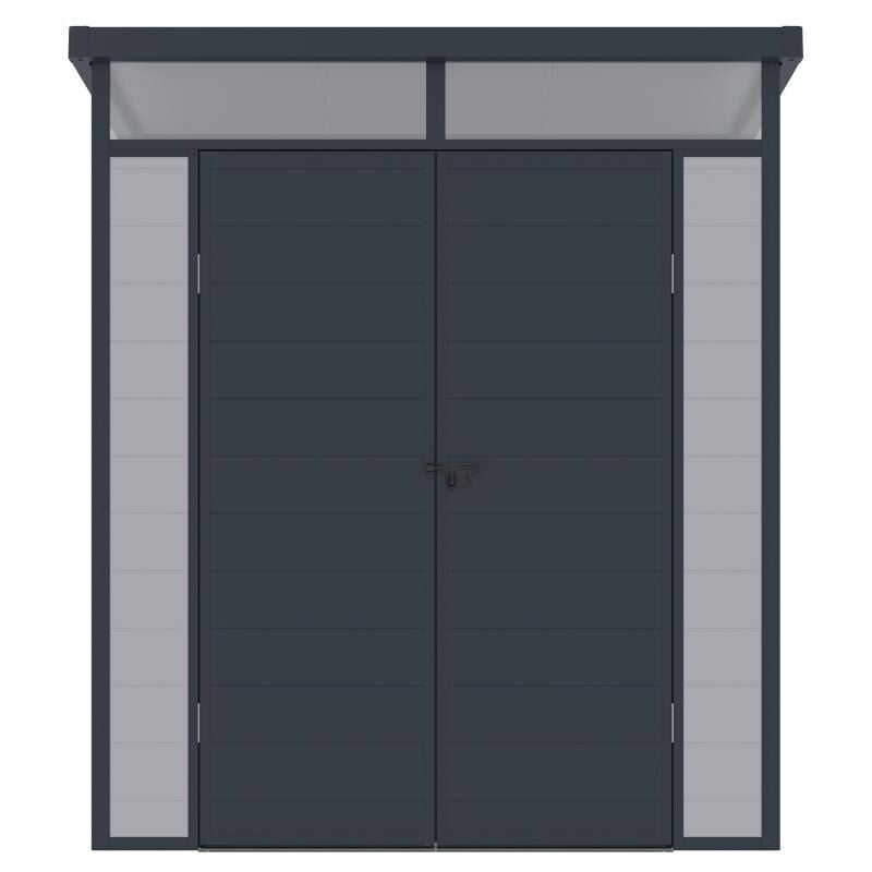 Vente-unique - Abri de jardin en résine gris 3,65 m² avec plancher - minaro