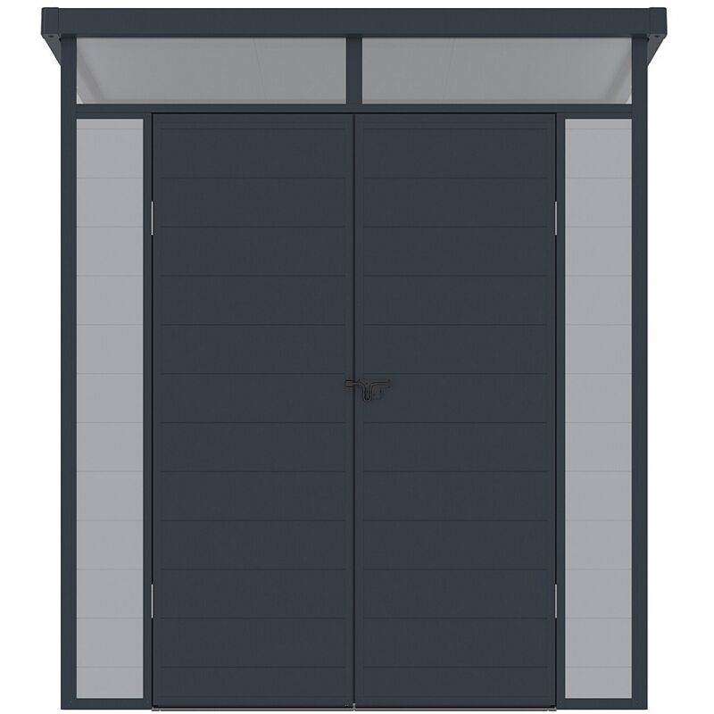 Vente-unique - Abri de jardin en résine gris 3,65 m² avec plancher - minaro
