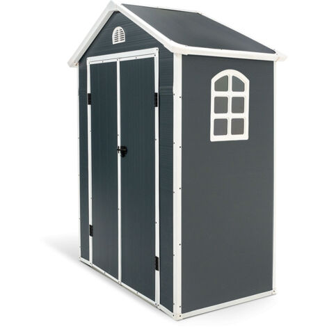 Abri de Jardin en Résine pour Extérieur Gardiun New Arabela 1,98m² 102x188x225 cm Fenêtre Latérale et Aérations Anthracite/Blanc