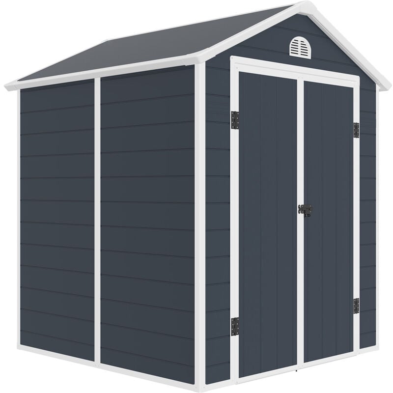 Abri de Jardin en Résine Gardiun New Donna 3,57 m² 190x192x226cm Fenêtre Latérale et 2 Portes 120x183 cm Gris Anthracite