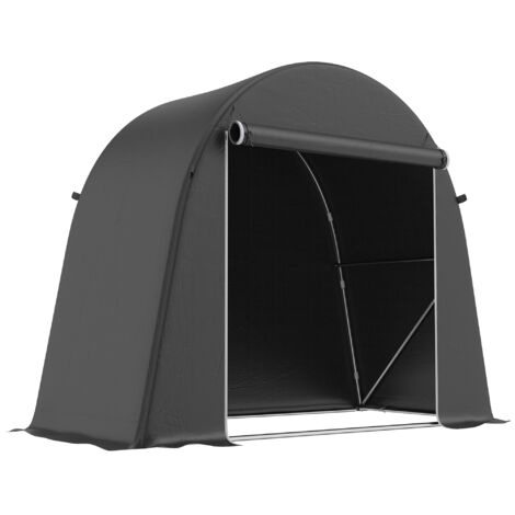 Abri de jardin étanche enroulable avec fermeture éclair, gris foncé, 245x120x200 cm, pour moto et stockage