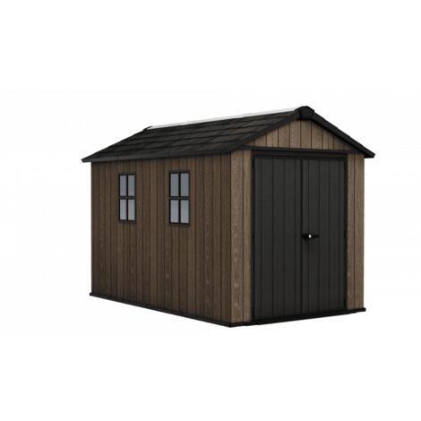 Abri de jardin EVOTECH+ 350 x 230 cm en résine imitation bois - plancher et double porte - Charge de neige : 150 kg/m² - Apex 7511/1175 Signature Noyer - Keter
