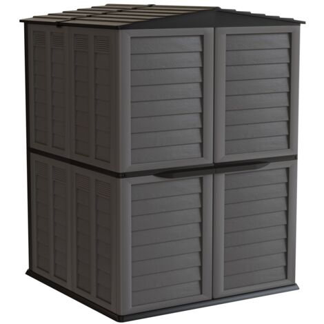 Abri de Jardin Extérieur 5500L Gris Anthracite - Polypropylène 151x208x200 - Cabanon de jardin Plancher intégré ARTPLAST