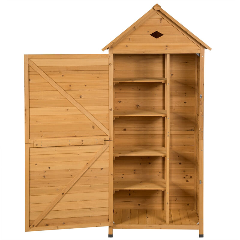 Helloshop26 - Abri de jardin extérieur à 5 etagères cabane verrouillable en bois de sapin toit en tôle galvanisée
