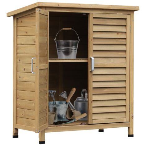 Abri de jardin extérieur en bois de sapin, avec toit en bitume étanche, 87 x 46,5 x 96,5 cm