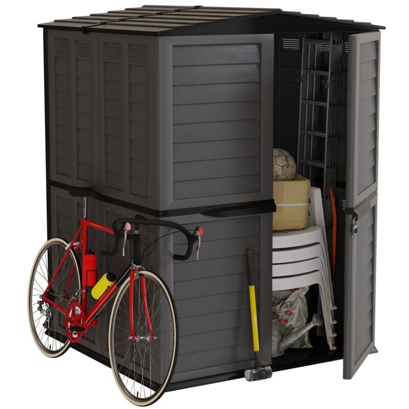 Abri de Jardin Extérieur Anthracite - Coffre de Jardin Polypropylène 151x146x200 - Rangement Outils, Vélos ARTPLAST