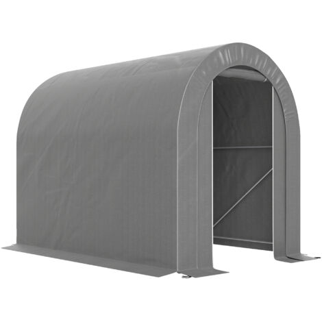 Abri de jardin extérieur pour vélos, garage avec bâche PE et structure métal galvanisé gris