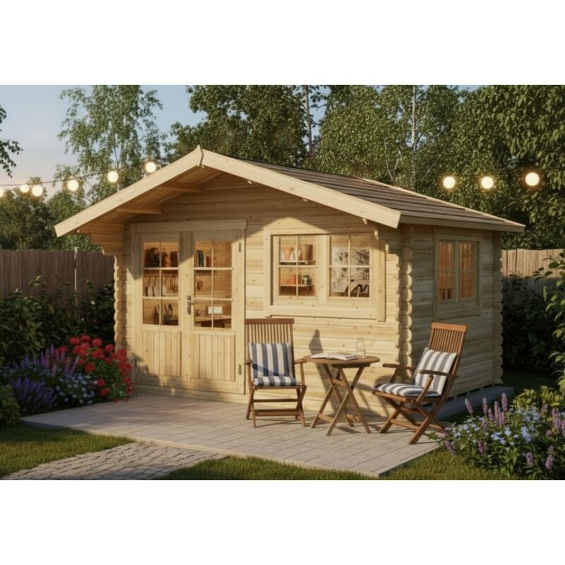 Alpholz - Abri de jardin Gabriel-34 400 x 300 cm Naturel , 34 mm Épaisseur paroi 428 367