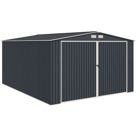 Abri de jardin / Garage en métal 18,2 m² - 380 x 480 x 232 - ORION Kit d'ancrage, 2 portes coulissantes frontale, 1 porte latérale