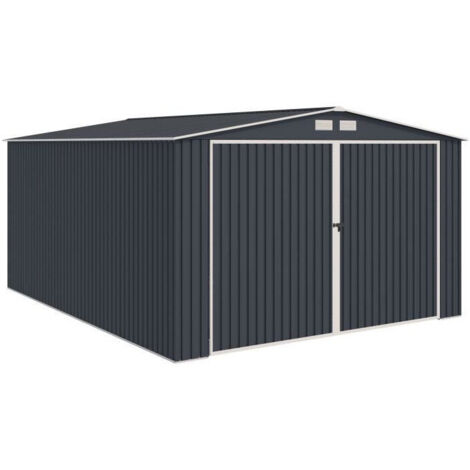 Abri de jardin / Garage en métal 18,2 m² - 380 x 480 x 232 - ORION Kit d'ancrage, 2 portes coulissantes frontale, 1 porte latérale