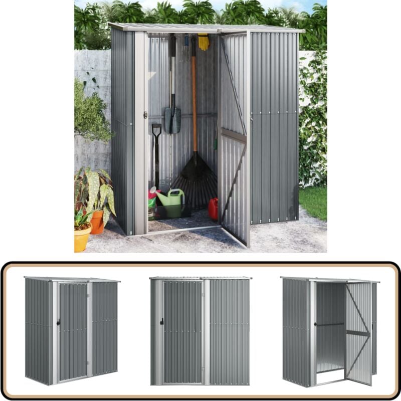 Abri de jardin Gris 180,5x97x209,5 cm Acier galvanisé - Abri De Jardin - Abri De Rangement - Abri Extérieur - Outillage - Stockage Extérieur