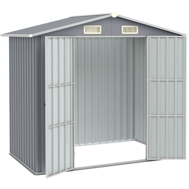 Doc&et² - inlife Abri de jardin Gris 205x129x183 cm Acier galvanisé