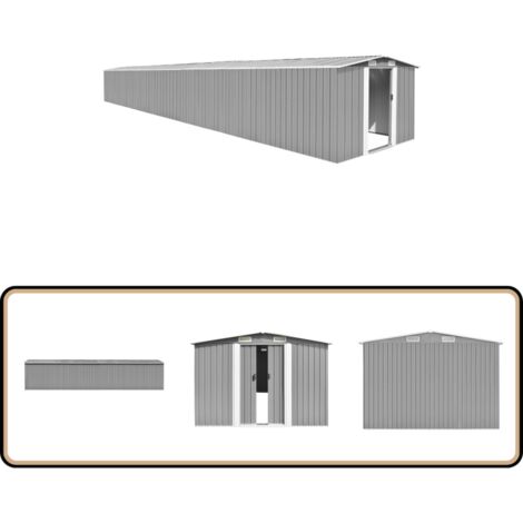 Abri de jardin Gris 257x990x181 cm Acier galvanisé - Abri De Jardin - Abri De Rangement - Garage Extérieur - Outillage - Jardinage