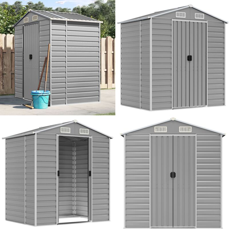 Abri de jardin gris clair 191x130x198 cm acier galvanisé - Abri De Jardin - Abri Métallique - Rangement Extérieur - Cabane Extérieure - Outillage