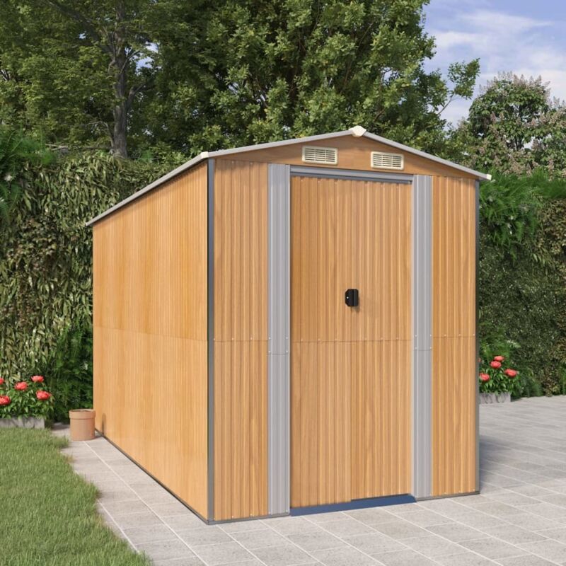 VIDAXL  - Abri de jardin Marron clair 192x357x223 cm Acier galvanis&eacute;