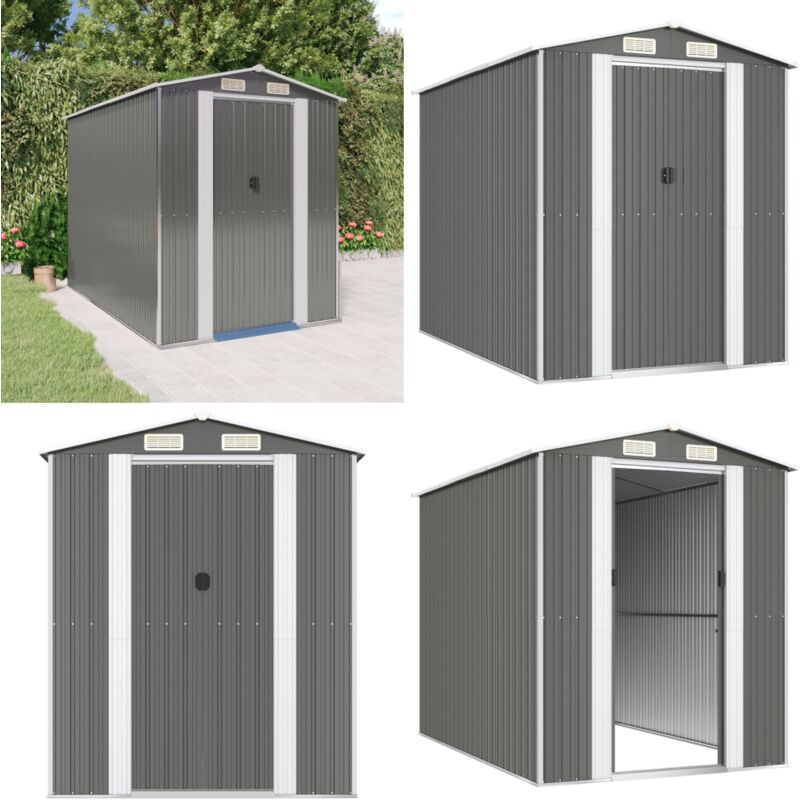 Abri de jardin Gris clair 192x274x223 cm Acier galvanisé - Abri De Jardin - Abri Extérieur - Rangement Extérieur - Outillage - Jardin - Home & Living