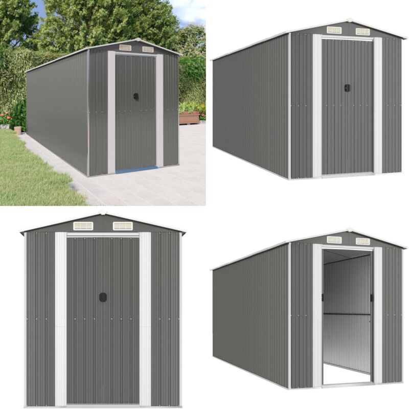 Abri de jardin Gris clair 192x523x223 cm Acier galvanisé - Abri De Jardin - Abri Extérieur - Rangement Extérieur - Cabane De Jardin - Outillage