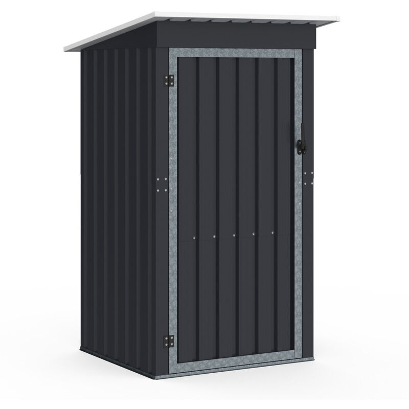 Abri de jardin gris en acier galvanisé 100 x 95 x 160 cm avec toit incliné 1 porte Abri de jardin gris en acier galvanisé 100 x 95 x 160 cm avec toit incliné 1 porte