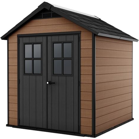 Abri jardin résine Woodium 757 - 5,1 m² - 229 x 223.5 x 252 cm - Gris