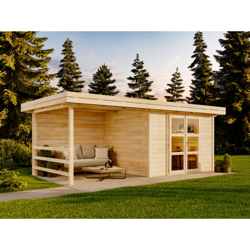 Carlsson - Abri de jardin Lenox-28 Naturel , 28 mm Épaisseur paroi 603 x 318 cm