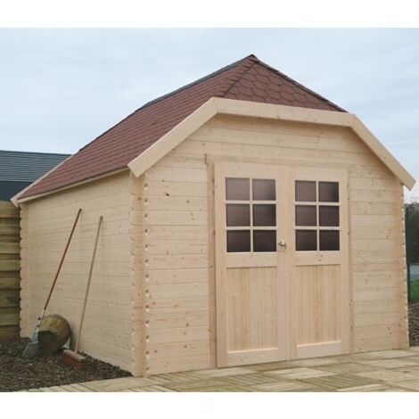 Abri de jardin LIMERICK en bois 10 m², Toiture Shingle rouge, Plancher Non